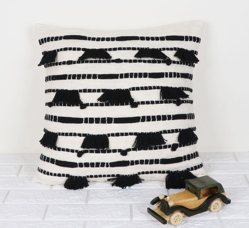 Cotton IK-924 Decorative Pillow, Color : Ivory/Black