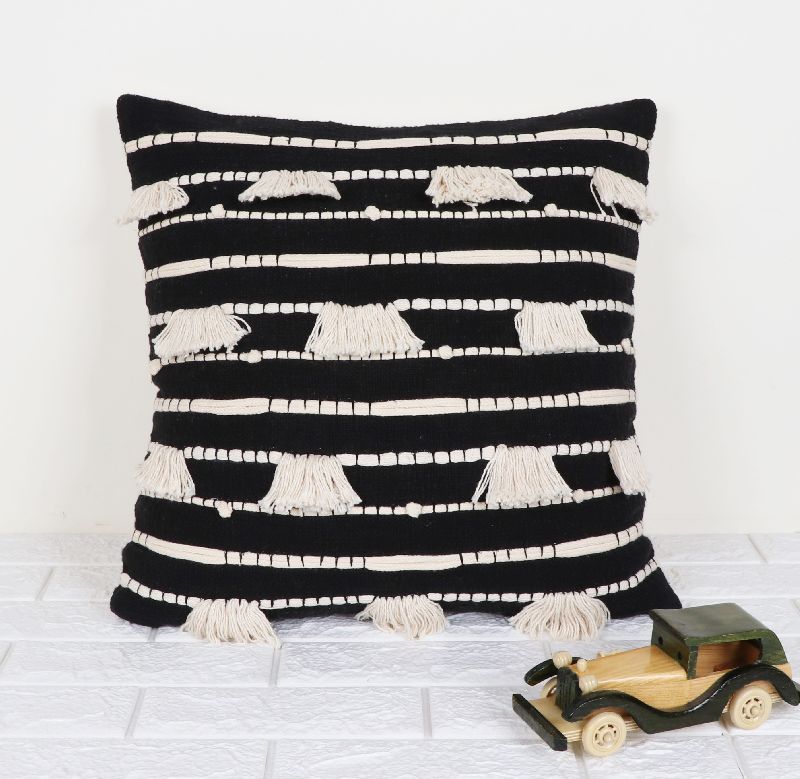 Cotton IK-927 Decorative Pillow, Color : Black/Ivory