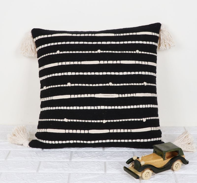 Cotton IK-928 Decorative Pillow, Color : Black/Ivory