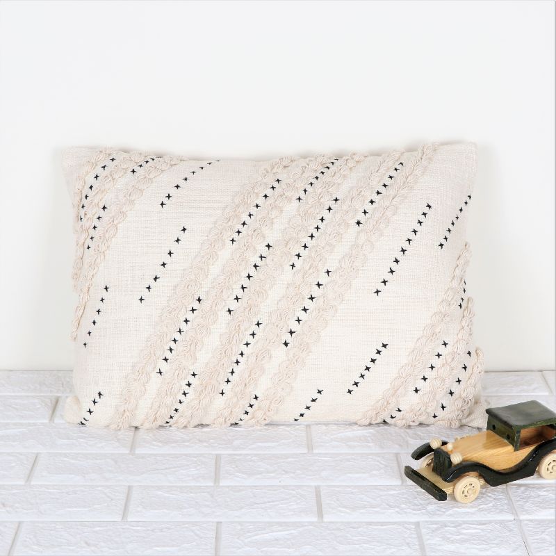 Cotton IK-970 Decorative Pillow, Color : Ivory/Black