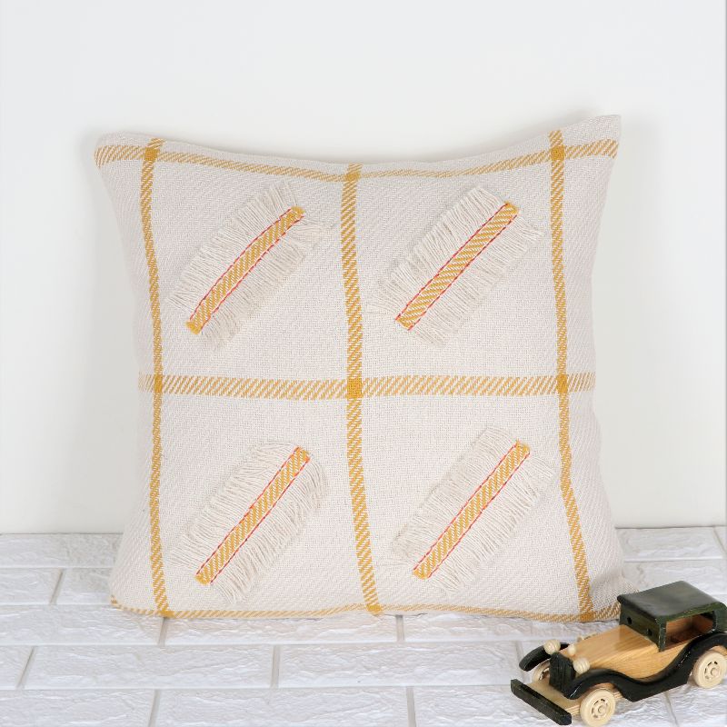 Cotton IK-972 Decorative Pillow, Color : Ivory/Yellow