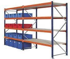 Mild Steel Heavy Duty Shelving, for Warehouse, Color : Blue Orange