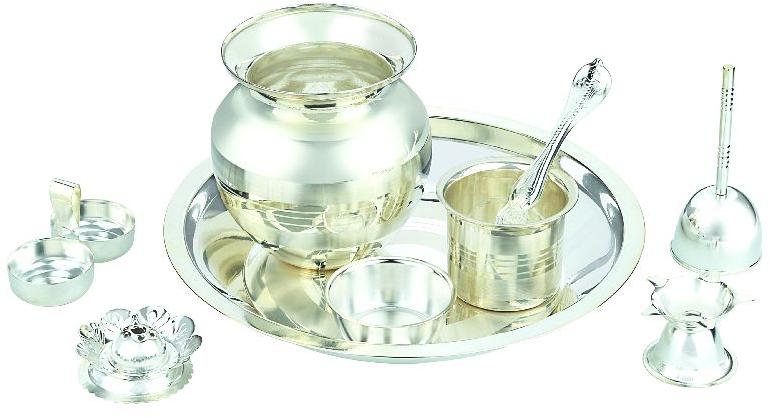 1050 Silver Plated Pooja Set