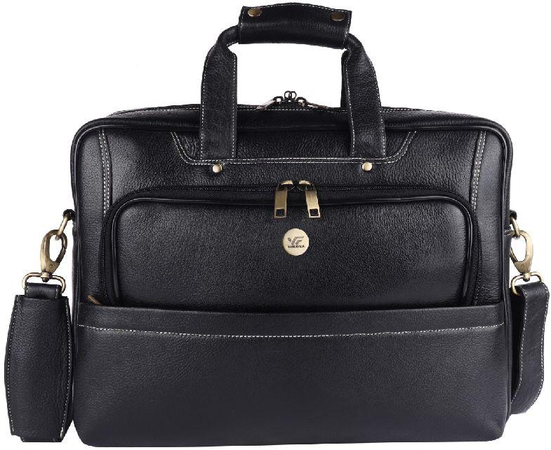 Black Fashion Villa Leather Messenger Bags, for Office, Size : 24x12inch