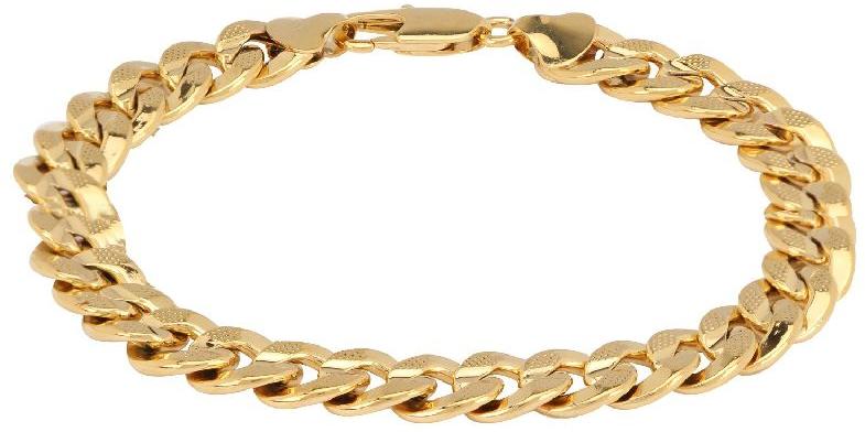 Men Gold Plated Chain Bracelet, Feature : Perfect Design, Color ...