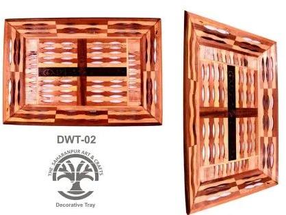 Rectengular Matte Wooden Serving Tray DWT-02, Color : Brown