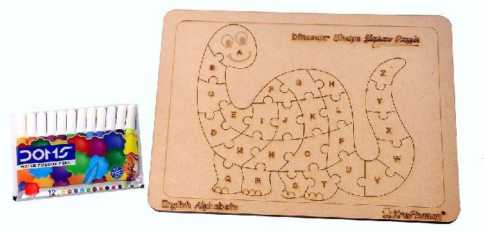 Wooden English Alphabet Dinosaur Shaped Jigsaw Puzzle
