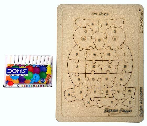 Wooden English Alphabet Owl Shaped Jigsaw Puzzle