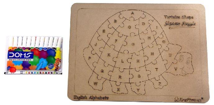 Wooden English Alphabet Tortoise Shaped Jigsaw Puzzle