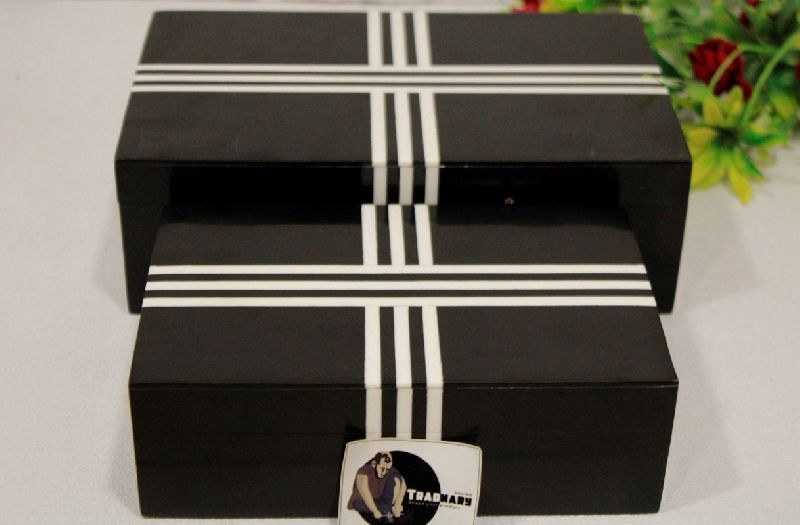 premium black white lines resin boxes