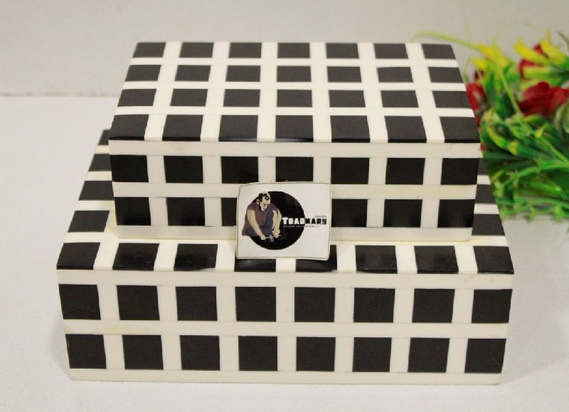 Black & White Cubic Design Resin Box Resin Inlay Box From Tradnary