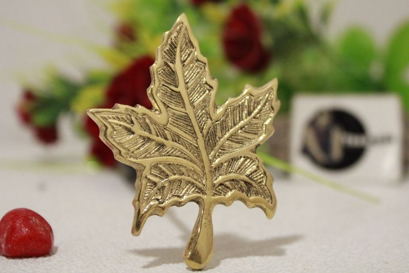 maple leaf shape brass cabinet knob