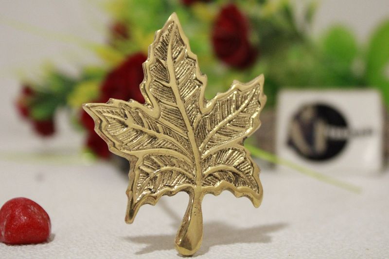 Maple leaf shape brass cabinet knob, for Furniture's Part, Length : Standard