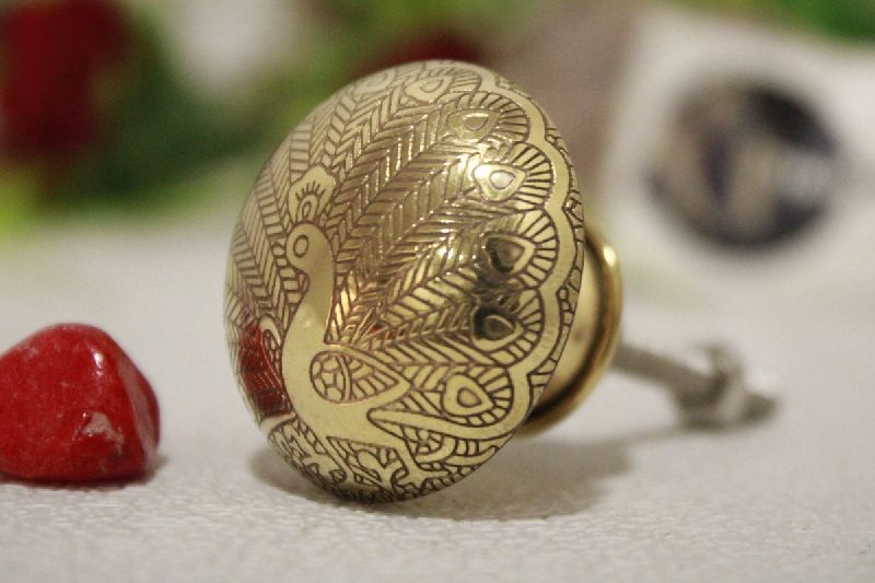 Round peacock pattern brass cabinet knob, for Furniture's Part, Length : 55x40cm, Custom