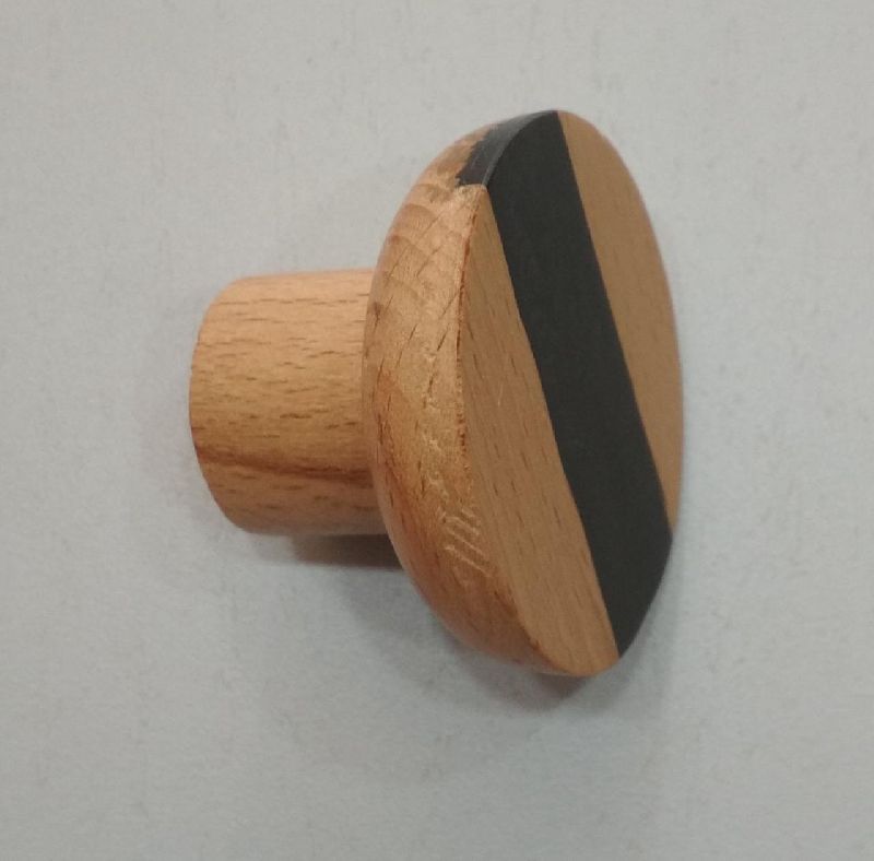 beech wood resin strip round wooden cabinet knob