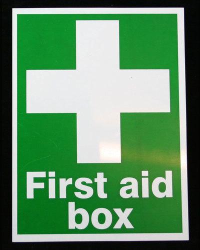 Rectengular PVC First Aid Sign Board, for Safety Signage, Size : Multisizes
