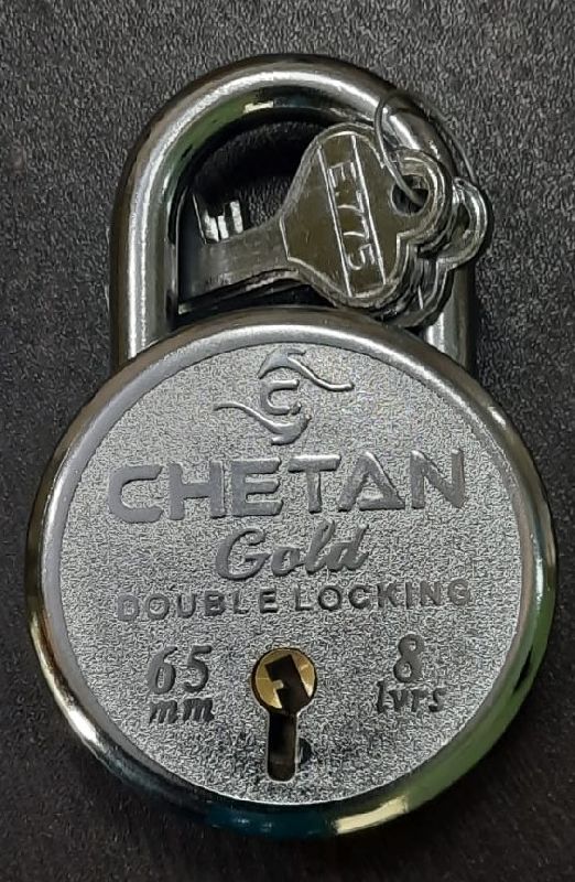 Round Gold Double Locking Pad Lock, for Door, Pattern : Plain