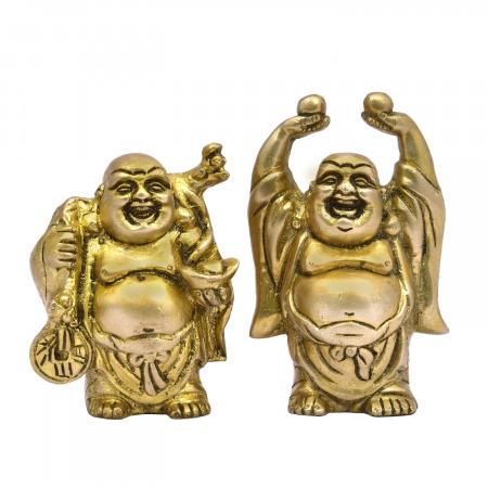 Brass Laughing Buddha Pair