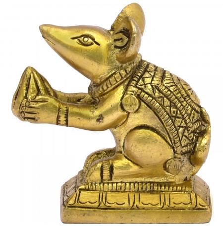 Brass Lord Ganesha Mouse Statue