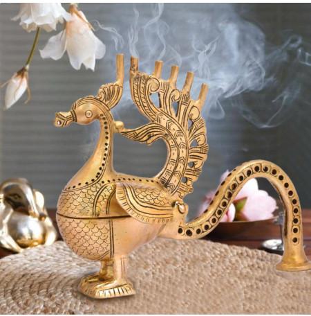 Brass Peacock Shape Incense Stand