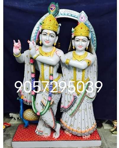 Hindu Marble Radha Krishna Statue, Size : 15 Inch