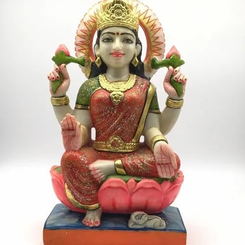 Marble Laxmi Statue, for Worship, Temple, Pattern : Carved