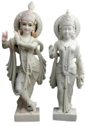 White Marble Radha Krishna Statue, for Religious Purpose, Pattern : Carved