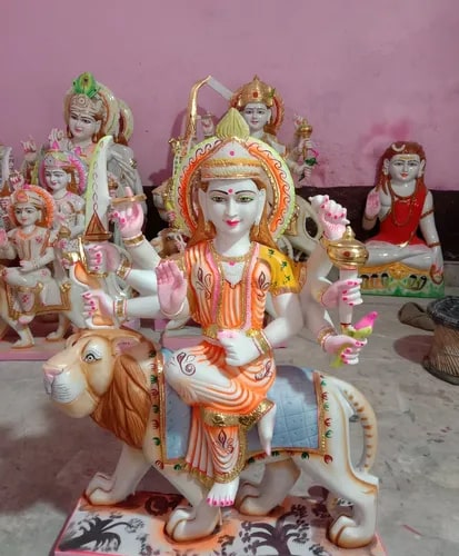 White Marble Vaishno Devi Statue, for Religious Purpose, Pattern : Carved