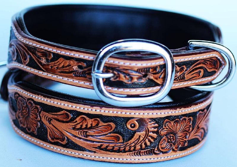 Leather Antique Caring Dog Collar, for Animals Use, Pattern : Plain, Printed