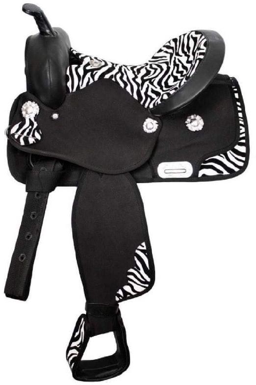 Leather Horse Synthetic Western Zebra Print Saddle