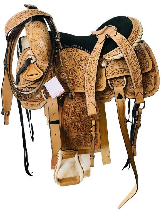 Leather Horse Western Barrel Racer Saddle, Size : 14x15Inch, 16x17Inch