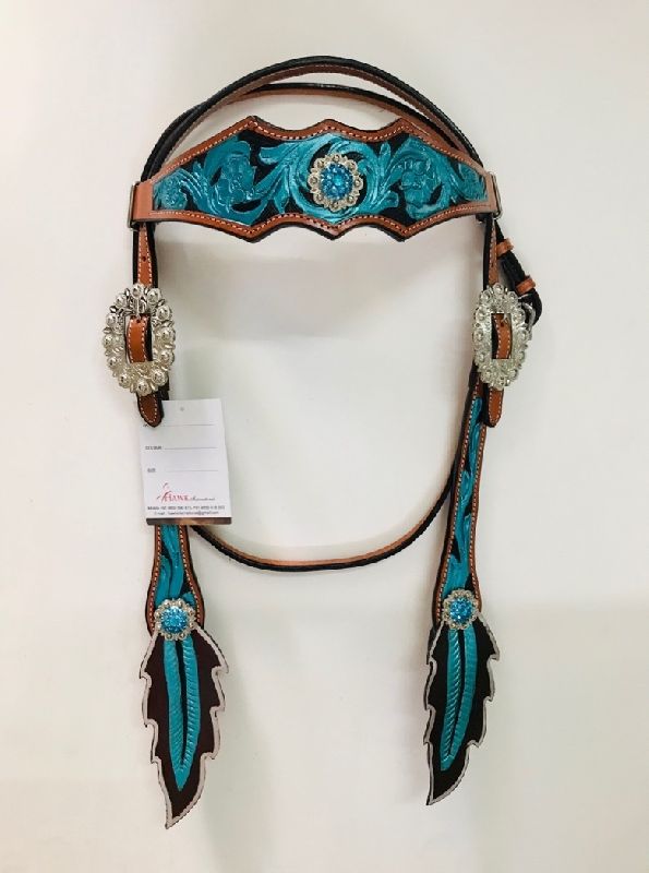 Leather Turquoise Horse Headstall