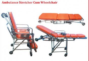 Ambulance Stretcher Cum Wheelchair, Color : Orange