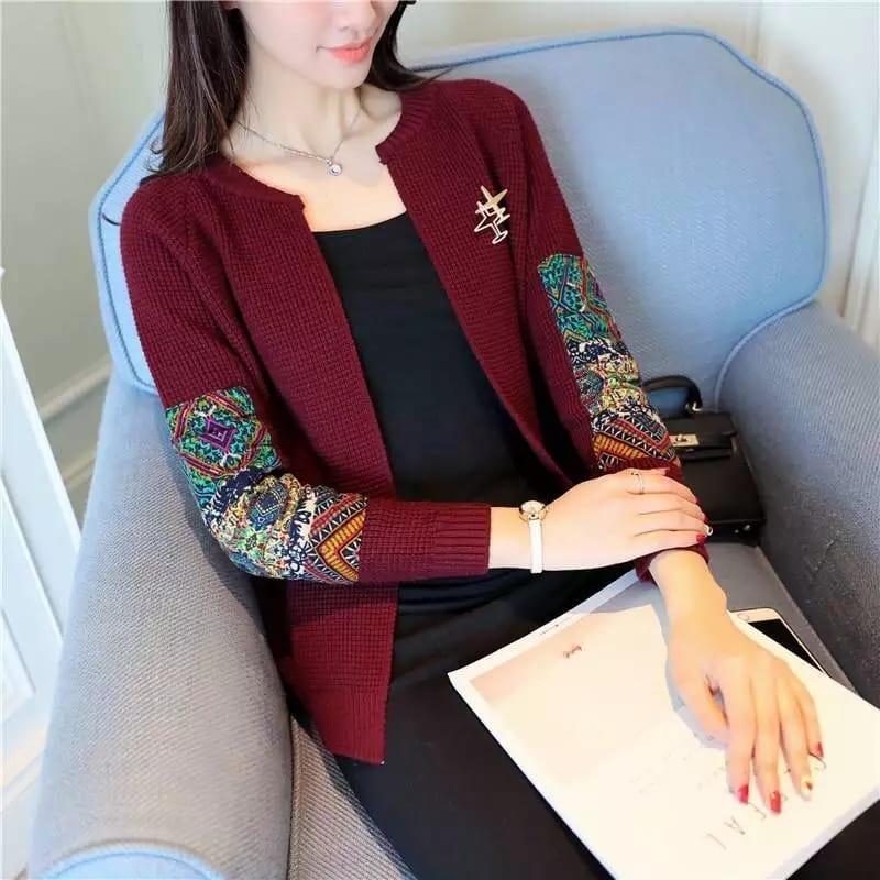*Patch Sleeves Cardigan