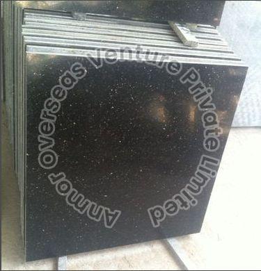 Polished Black Galaxy Granite Slab, for Flooring