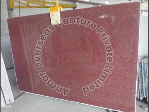 Rectangular Polished Plain Ruby Red Granite Slab, Overall Length : 6-9 Feet