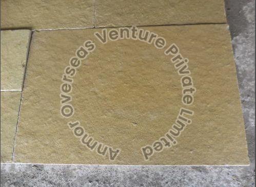 Rectangular Tumbled Yellow Limestone Slab, for Flooring, Feature : Non Slip Tiles