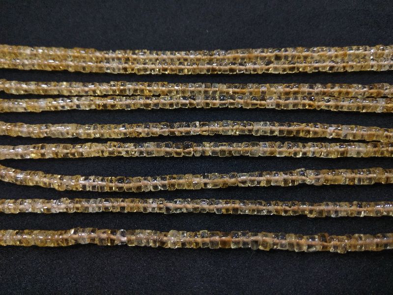 Pale Yellow Heishi Polished Citrine Beads, for Crafts, Jewelry, Packaging Type : Box