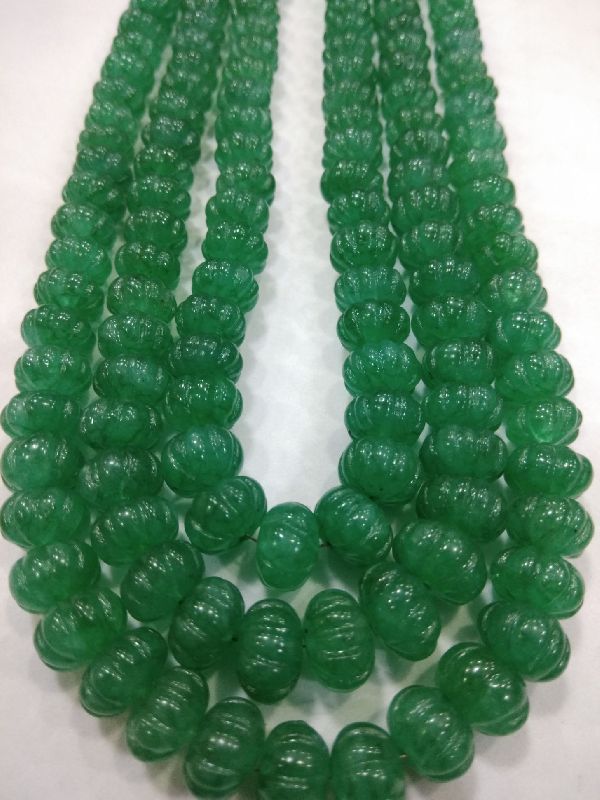Green Gemstone Natural Beryl Pumpkin Shape Beads, for Jewelry, Packaging Type : Plastic Box