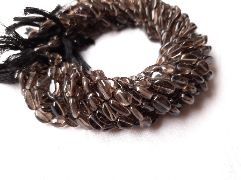 Brown Oval Plain Polished smoky quartz gemstone beads, for Jewelry, Packaging Type : Plastic Box