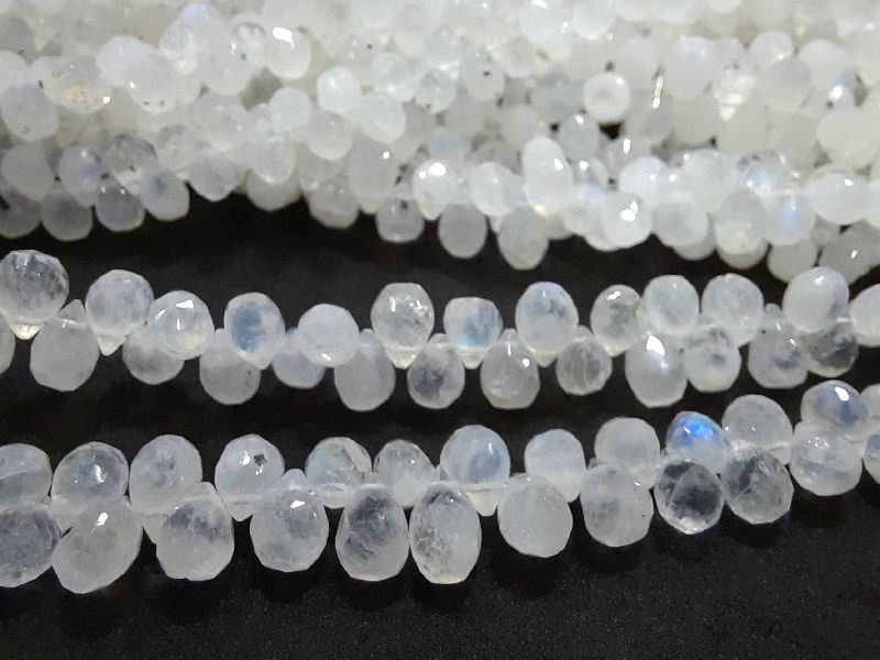 White Rainbow Faceted Teardrop Beads