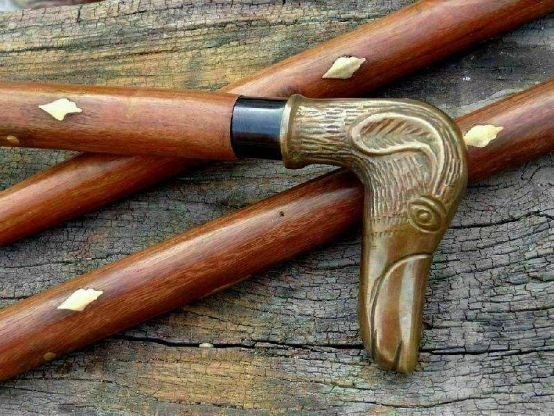 Nautical Brass Handle Designer Canes~Wooden Walking Stick~Vintage Nautical  Canes