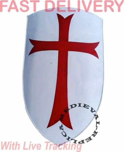 Medieval Heater Shield Red White, for Larp Role Play / Decorative, Feature : Clear View, Durable, High Strength