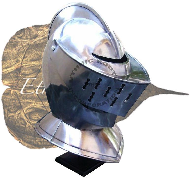medieval knight tournament close armor replica 18ga larp helmet