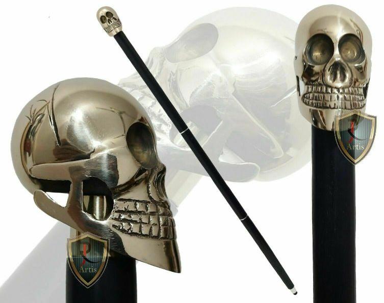 Buy Royal Handicraft Antique Cane Black Hardwood Walking Stick with  Complete Brass Head Skull Design Online at Best Prices in India - JioMart.