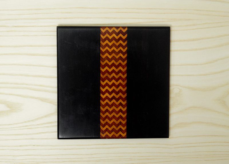 Square Black Zig Zag Wooden Trivet, for Tableware, Size : 10 Inches