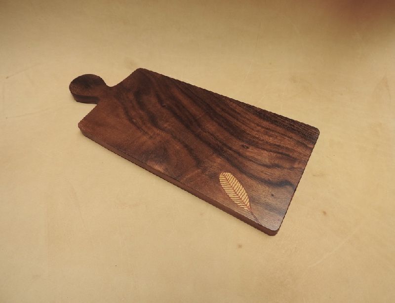 Rectangular Siris Wood Leaf Handle Platter, for Tableware, Size : ‎8 x 5 x 7 cm