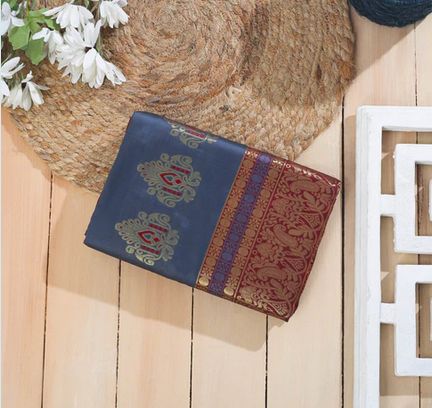 Designer Steel Gray Silk Saree