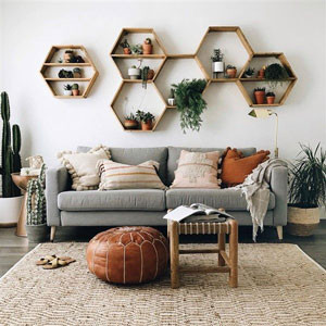 Hexagon Wood Honeycomb Wall Shelf, for Home, Hotel, Office, Style : Antique