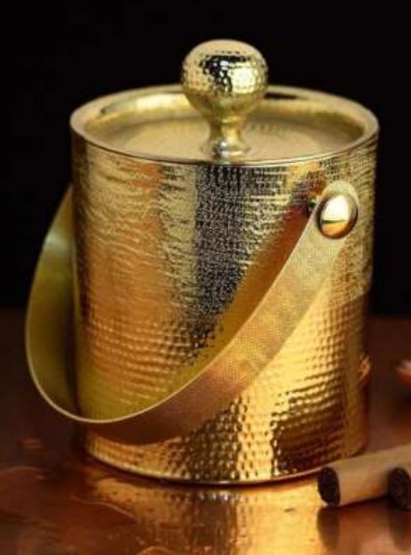 Hammered Brass Bar Ice Bucket, Size : Standard